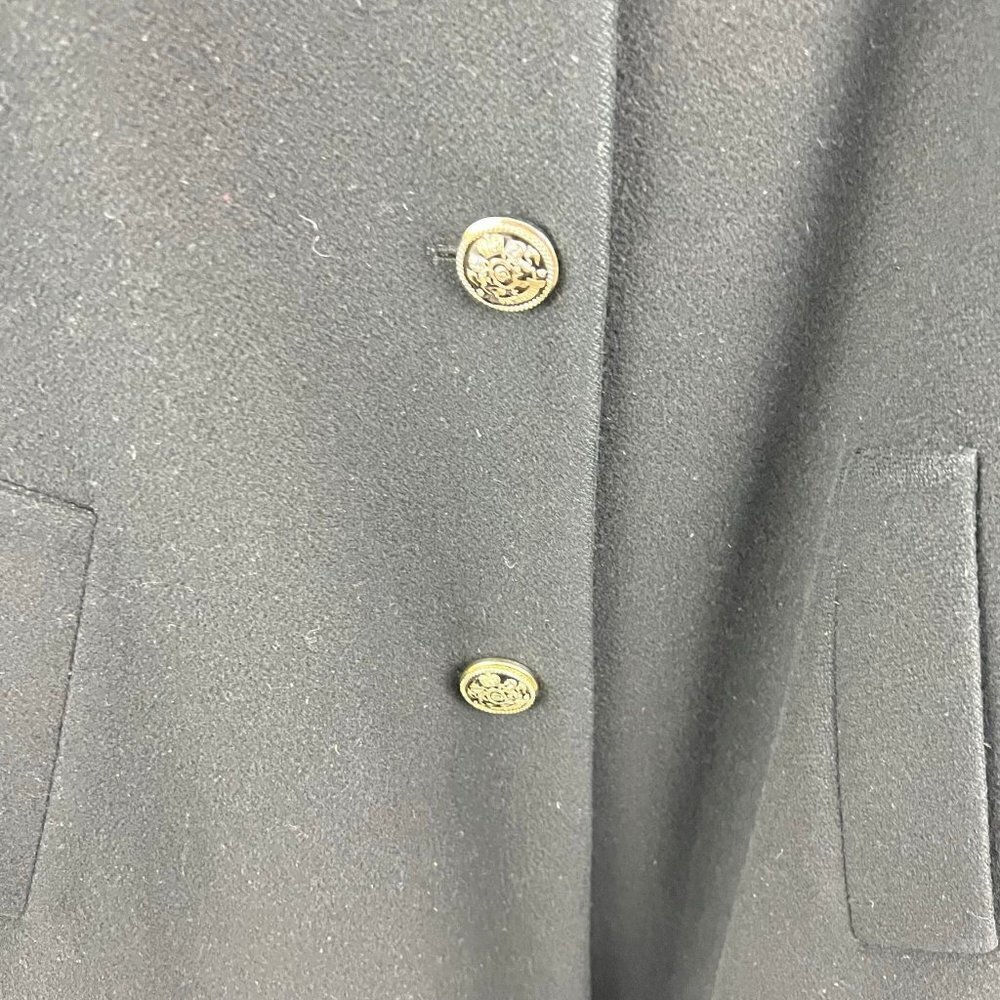 St John The Coat Collection Black Wool Swing Coat L Missing Button - Picture 3 of 10